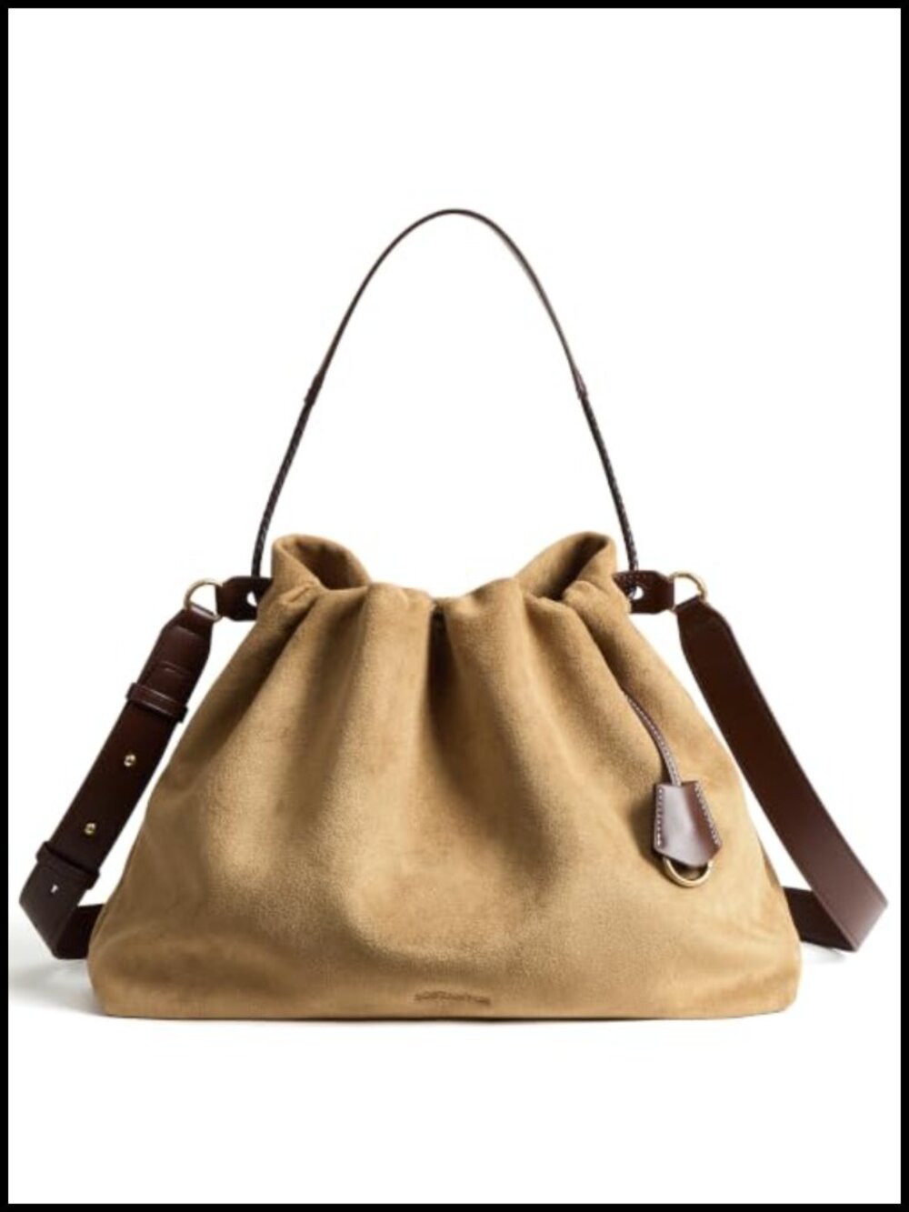 BOSTANTEN Slouchy Hobo Bag Drawstring Crossbody Shoulder Purse Vegan Leather
